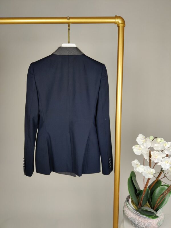 DOLCE & GABBANA NAVY AND GREY DOUBLE-BREASTED BLAZER SIZE IT36 (UK4)